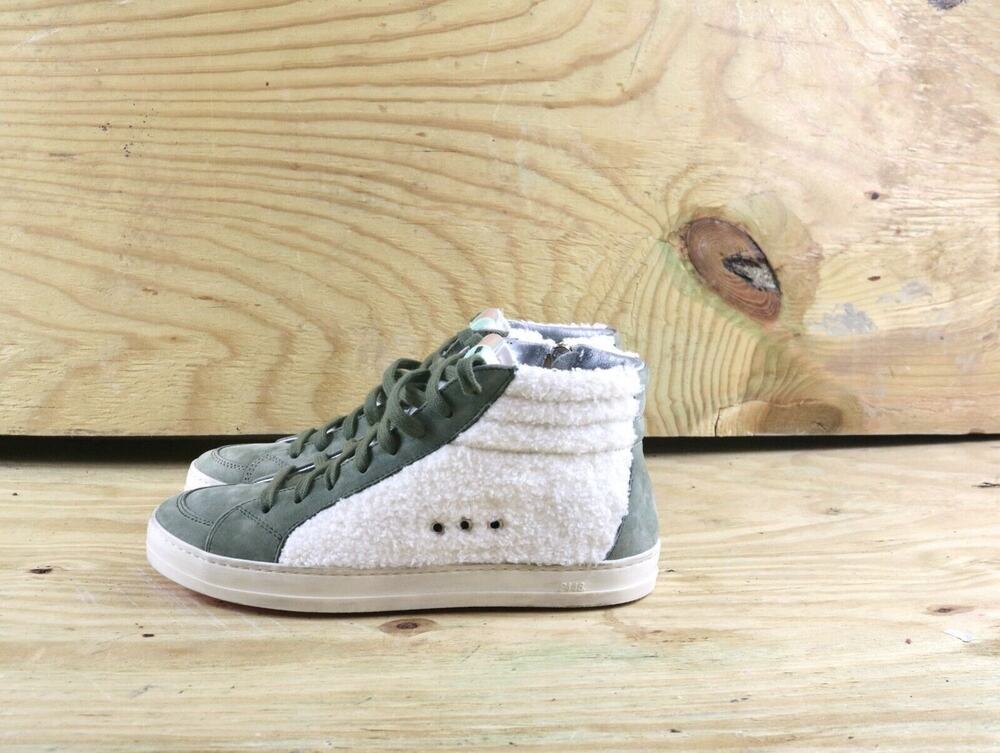 New P448 Sneakers 37 Womens Skate Wad Hi-Tops Green White Sherpa